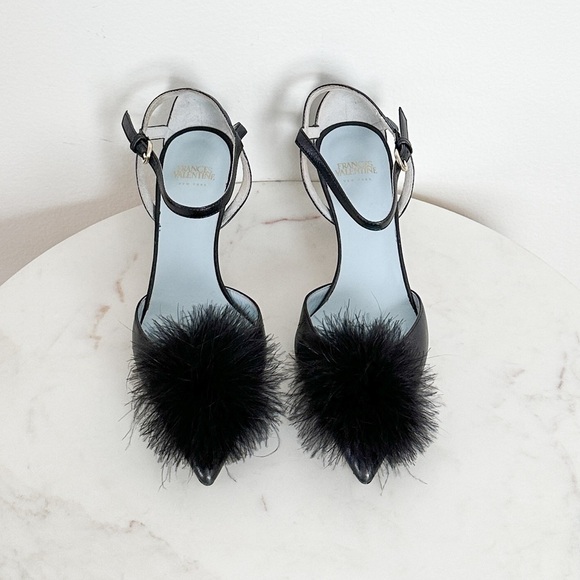 Frances Valentine Shoes - NEW Frances Valentine Willow Mink Fluffy Pom Pom Heels Size 5